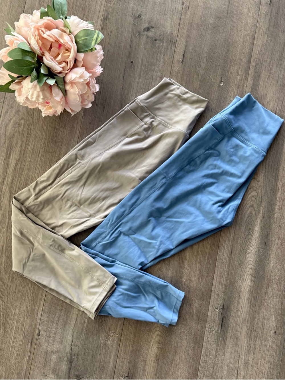 2 Pairs Danskin Nude & Periwinkle Blue High Waist Leggings